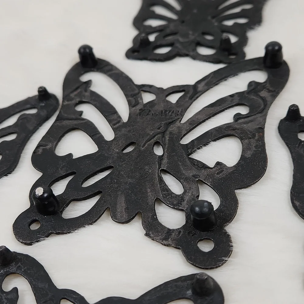 IRON Butterflies, Set of 5 Trivets, Vintage 70s Taiwanese